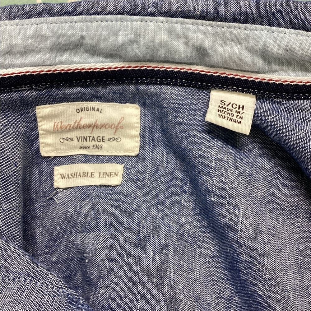 Weatherproof Blue Button Down Shirt Relaxed Fit Linen Blend - Picture 5 of 6